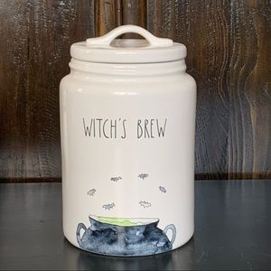 Rae Dunn WITCH’S BREW Watercolor Halloween Canister -Bats Cauldron Flat Lid
